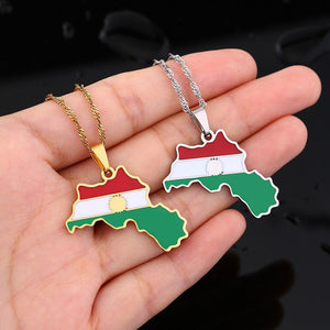 Kurdistan Flag Map Necklace