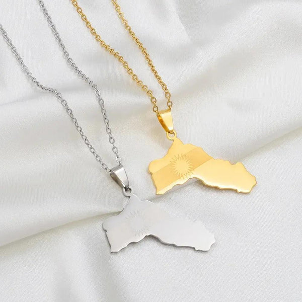 Kurdistan Flag Map Necklace