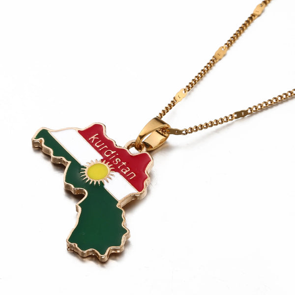 Kurdistan Flag Map Necklace