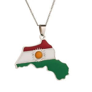 Kurdistan Flag Map Necklace