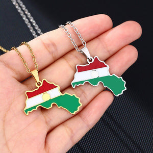 Kurdistan Flag Map Necklace