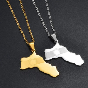 Kurdistan Flag Map Necklace