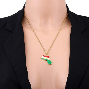 Kurdistan Flag Map Necklace