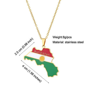 Kurdistan Flag Map Necklace