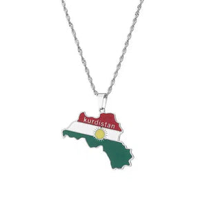 Kurdistan Flag Map Necklace