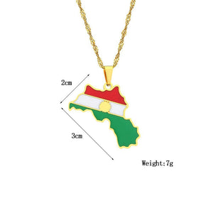 Kurdistan Flag Map Necklace