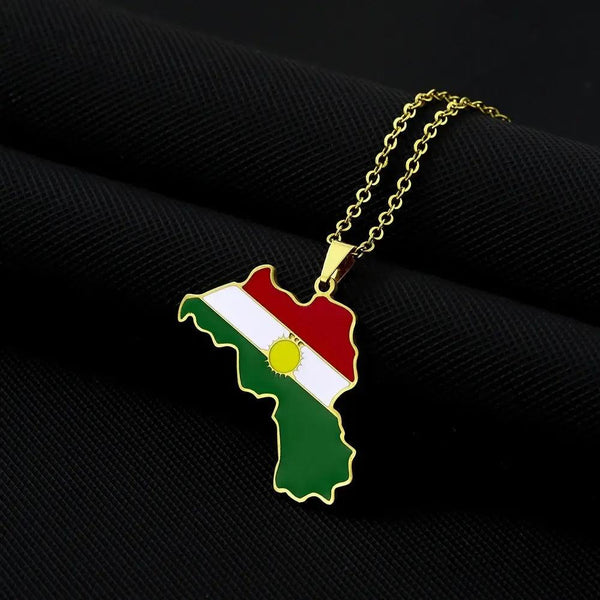 Kurdistan Flag Map Necklace
