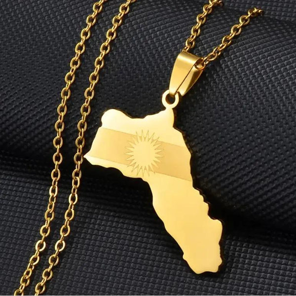 Kurdistan Flag Map Necklace