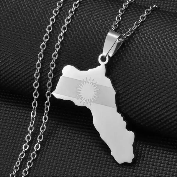 Kurdistan Flag Map Necklace