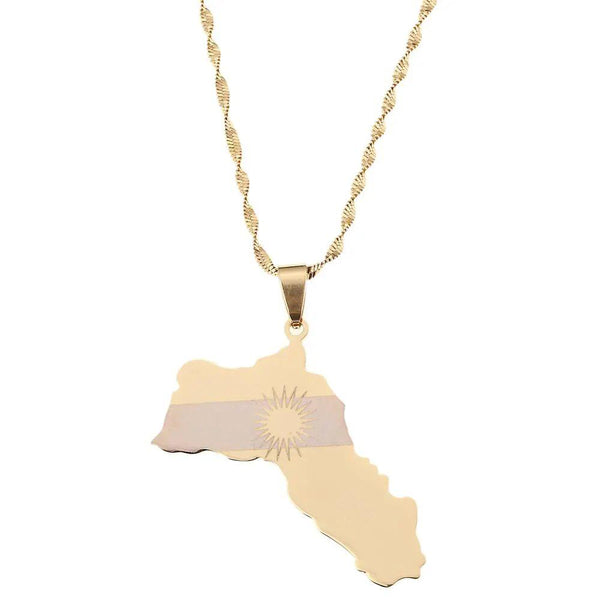 Kurdistan Flag Map Necklace