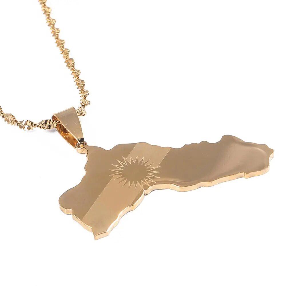 Kurdistan Flag Map Necklace