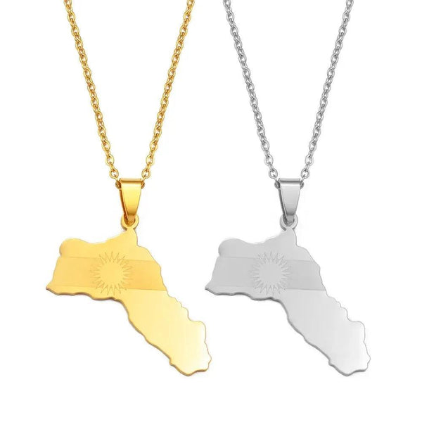 Kurdistan Flag Map Necklace