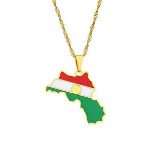 Kurdistan Flag Map Necklace