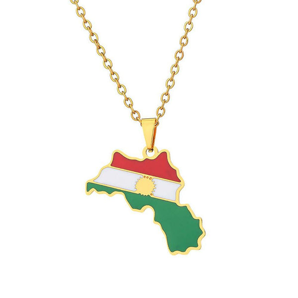 Kurdistan Flag Map Necklace