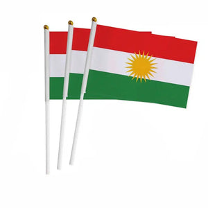 Kurdistan Flag on Stick - Small Handheld Flag (50/100Pcs)