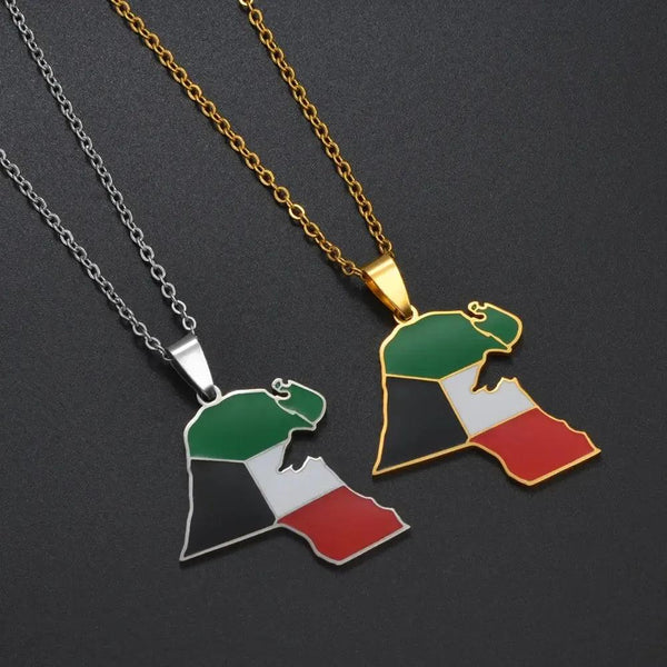 Kuwait Flag Map Necklace
