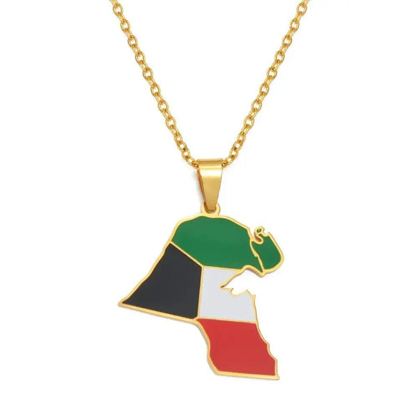 Kuwait Flag Map Necklace