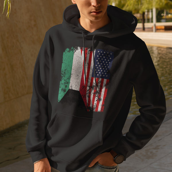 Kuwait USA Flag - Half American Hoodie