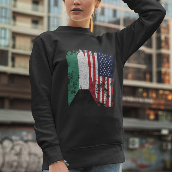 Kuwait USA Flag - Half American Sweatshirt