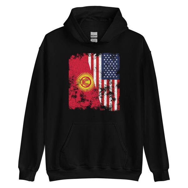 Kyrgyzstan USA Flag - Half American Hoodie