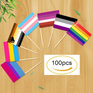 LGBTQIA2S+ Pride Flag Toothpicks - Cupcake Toppers (100Pcs)