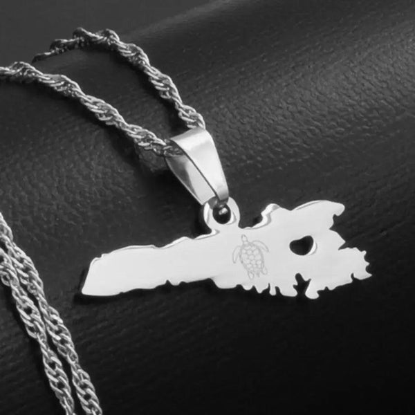 Lampedusa Map Necklace
