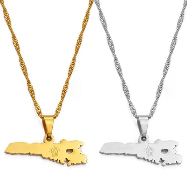 Lampedusa Map Necklace