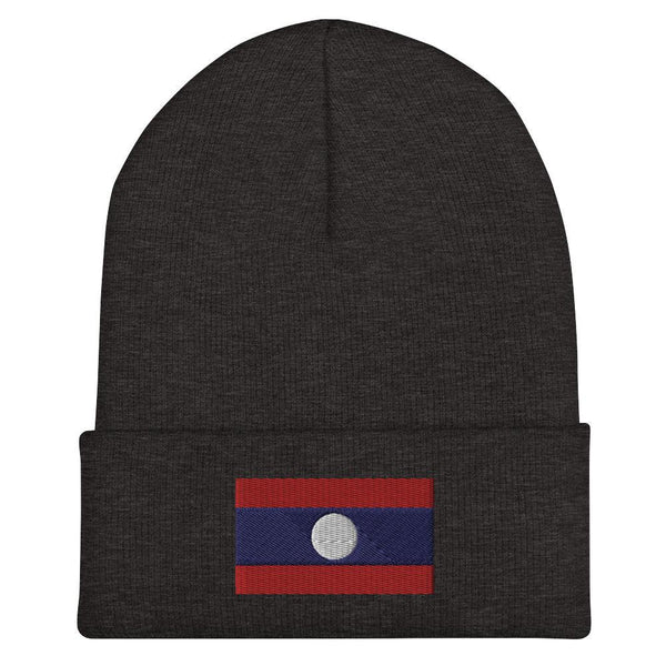 Laos Flag Beanie - Embroidered Winter Hat