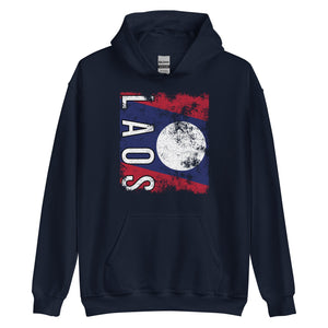 Laos Flag - Distressed Flag Hoodie