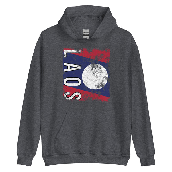 Laos Flag - Distressed Flag Hoodie