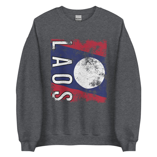 Laos Flag - Distressed Flag Sweatshirt