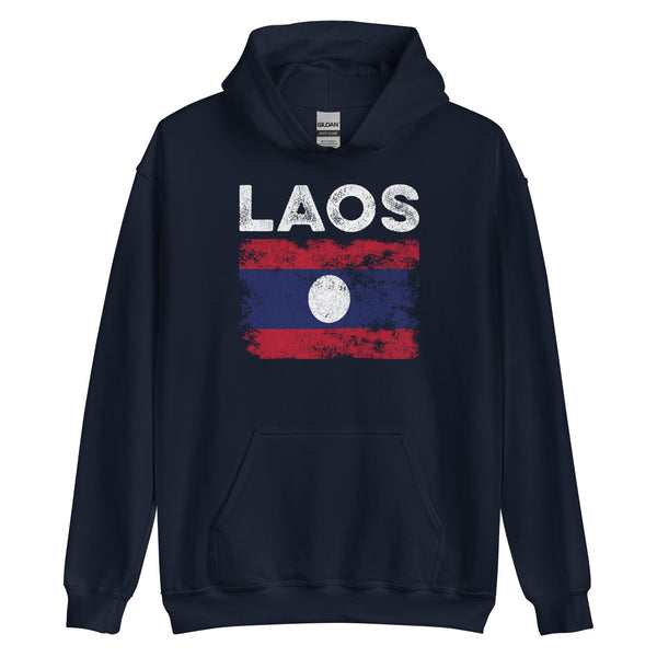 Laos Flag Distressed - Laotian Flag Hoodie