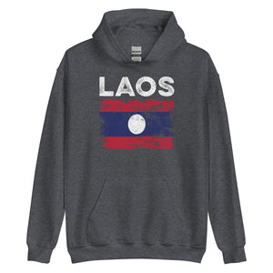 Laos Flag Distressed - Laotian Flag Hoodie