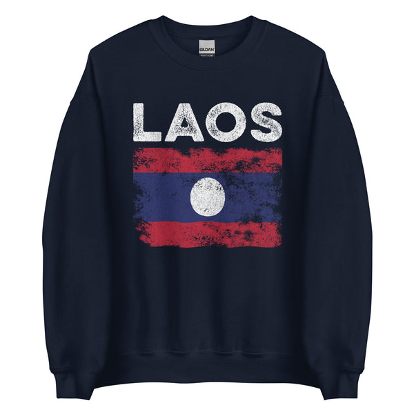 Laos Flag Distressed - Laotian Flag Sweatshirt