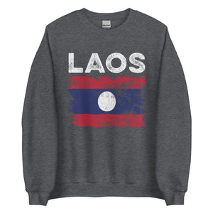 Laos Flag Distressed - Laotian Flag Sweatshirt