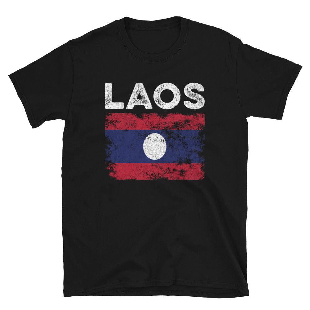 Laos Flag Distressed - Laotian Flag T-Shirt