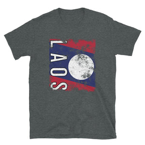 Laos Flag Distressed T-Shirt