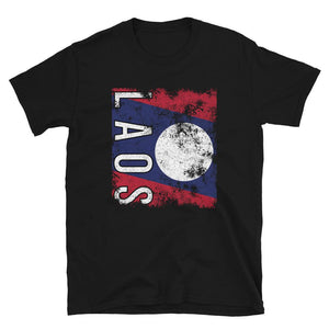 Laos Flag Distressed T-Shirt