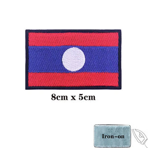 Laos Flag Patch - Iron On/Hook & Loop Patch