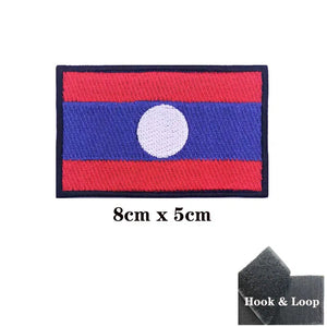 Laos Flag Patch - Iron On/Hook & Loop Patch