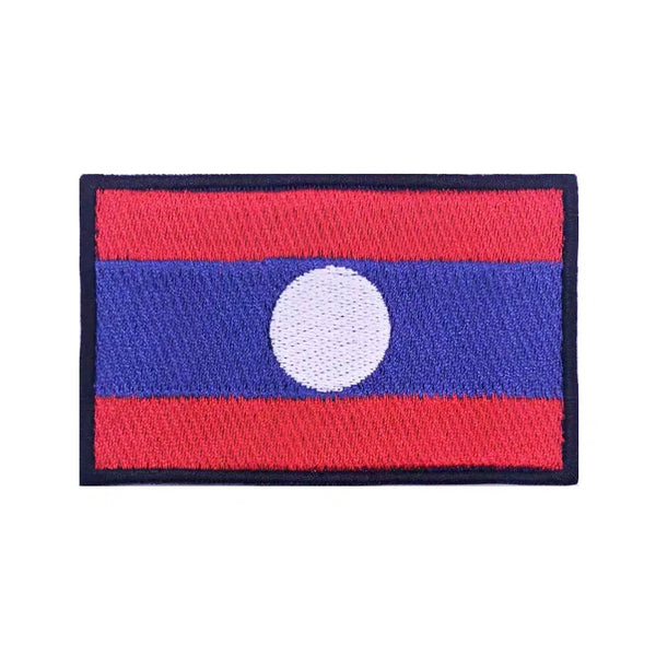 Laos Flag Patch - Iron On/Hook & Loop Patch