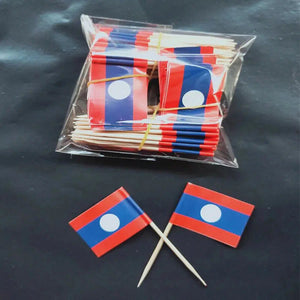 Laos Flag Toothpicks - Cupcake Toppers (100Pcs)