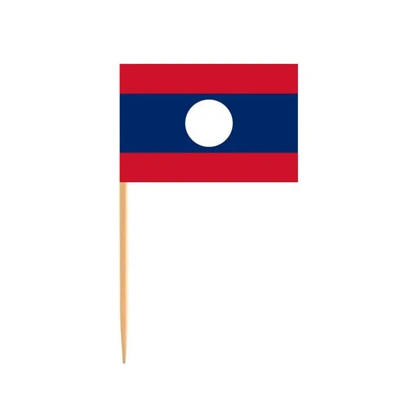 Laos Flag Toothpicks - Cupcake Toppers (100Pcs)