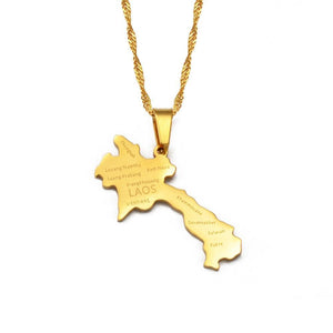 Laos Map Necklace