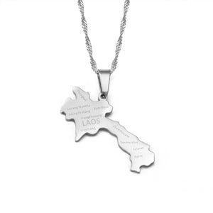 Laos Map Necklace