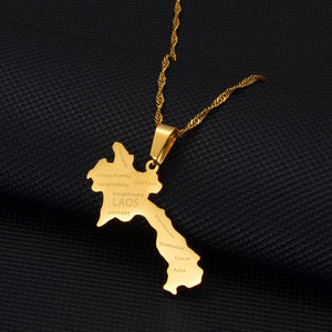 Laos Map Necklace