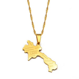 Laos Map Necklace