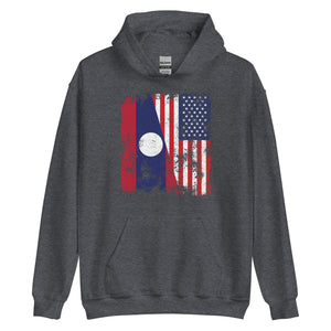 Laos USA Flag - Half American Hoodie