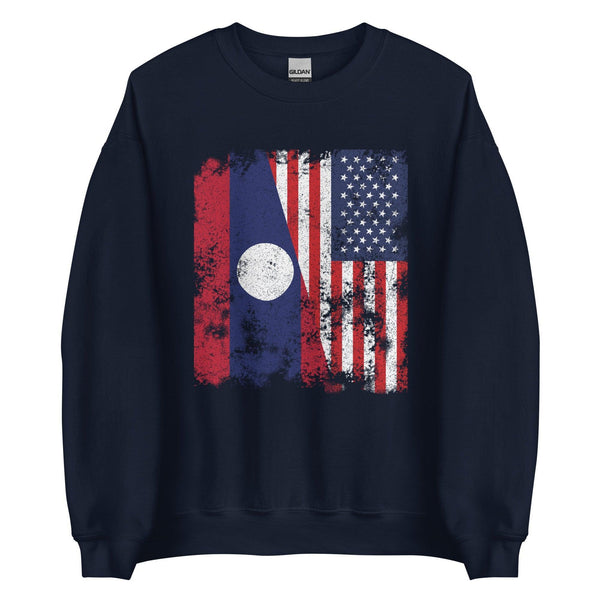 Laos USA Flag - Half American Sweatshirt