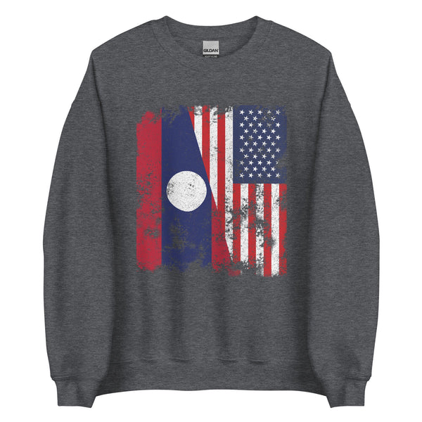 Laos USA Flag - Half American Sweatshirt